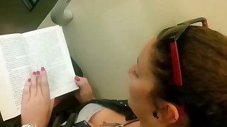 Down blouse in chick reading a book