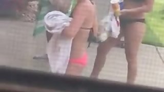 Anna Sophie Britt getting back from pool