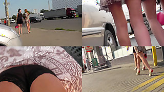 Upskirt footage of a hot chick in classic panties