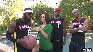 Hot Reporter Gang-Banged by Basketball Team